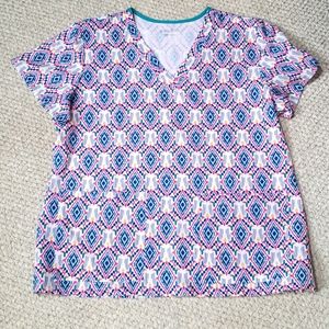 Medcouture print scrub top, size XL